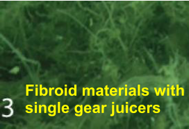 Fibroid materials with single gear juicers